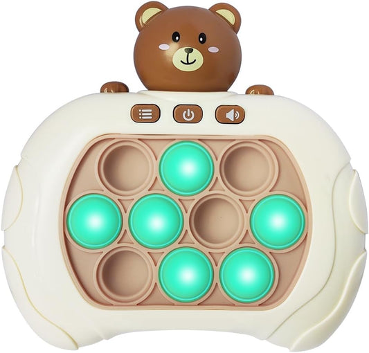 Fidget Game Toys, Quick Push Game, Bubble Stress Light Up Game, Autism Sensory Toys Mini Games Gifts for Boys, Girls, Teens (Brown)