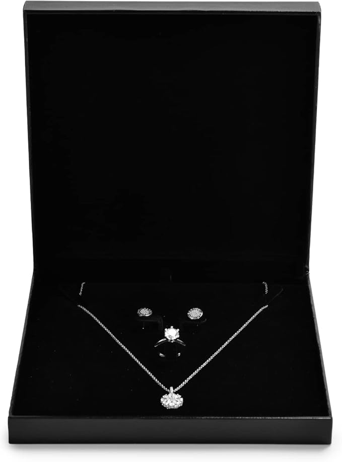 Oirlv Black Jewelry Set Box,Ring/Earrings/Big necklace Gift Case