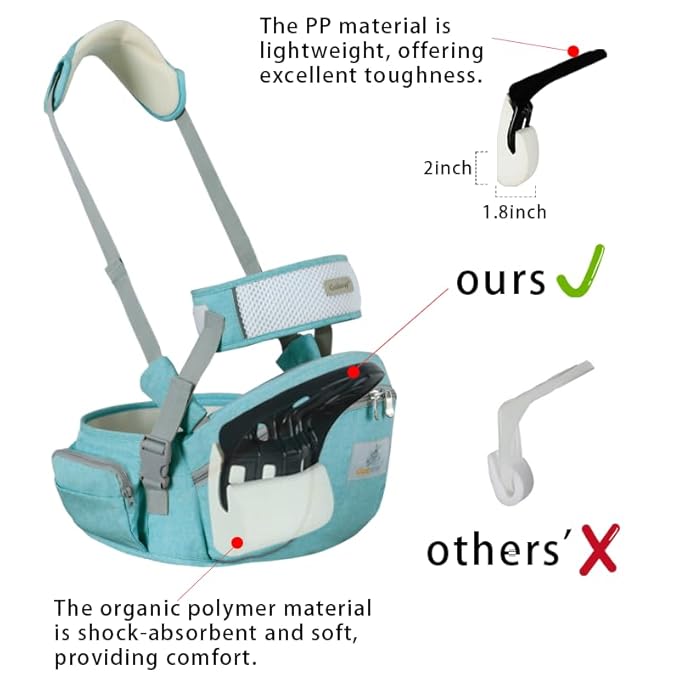 Baby Hip Seat Carrier Baby Waist Stool for Child Infant Toddler with Adjustable Strap Buckle Pocket Soft Inner Huge Storage (Green)