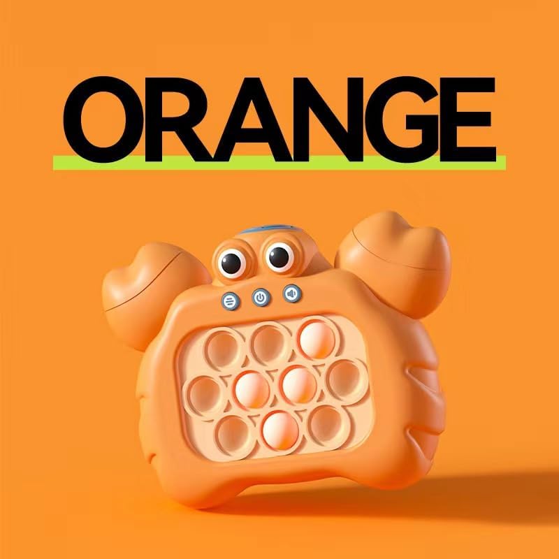 Fast Push Bubble Game for Kids & Adults, Quick Push Pop Toys with Sound & Light, Pop Sensory Fidget Toy for Kids 8-12, Brithday for 5 6 7 8 9 & Up Boys Girls (Crab-Orange)
