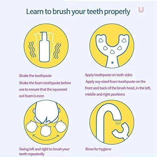 Kids Electric Toothbrush，U Shaped Toothbrush Waterproof Battery Powered 360 Automatic Sonic Toddler Toothbrushes for 8-13 Years Old for Boys Girls ，with 2 Replacement Brush Heads（Blue）