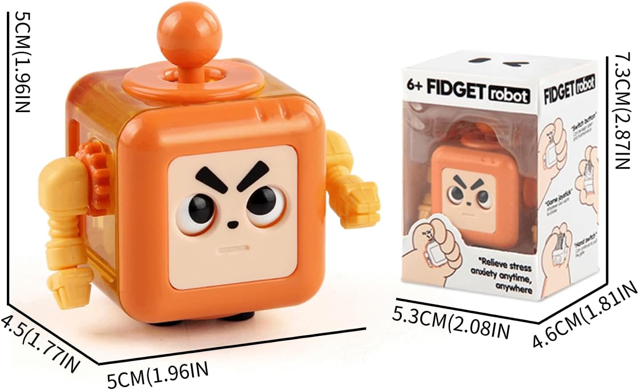 Fidget Robot Cube Fidget Toy, Magic Cube Stress and Anxiety Relief Toys, Fidgets Robot Cube Fidget Toy Cube Relaxing Hand-Held for Adults, Killing Time Cool Fidget Block for ADD/ADHD/OCD (Orange)