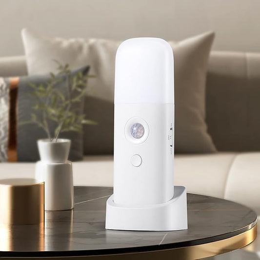 Motion Sensor Night Lights Indoor, Rechargeable Night Light Battery Powered, Portable Nightlight with Adjustable Brightness Activated Table Lamp for Kids, Adults, Bedroom, Bathroom(1Pack)