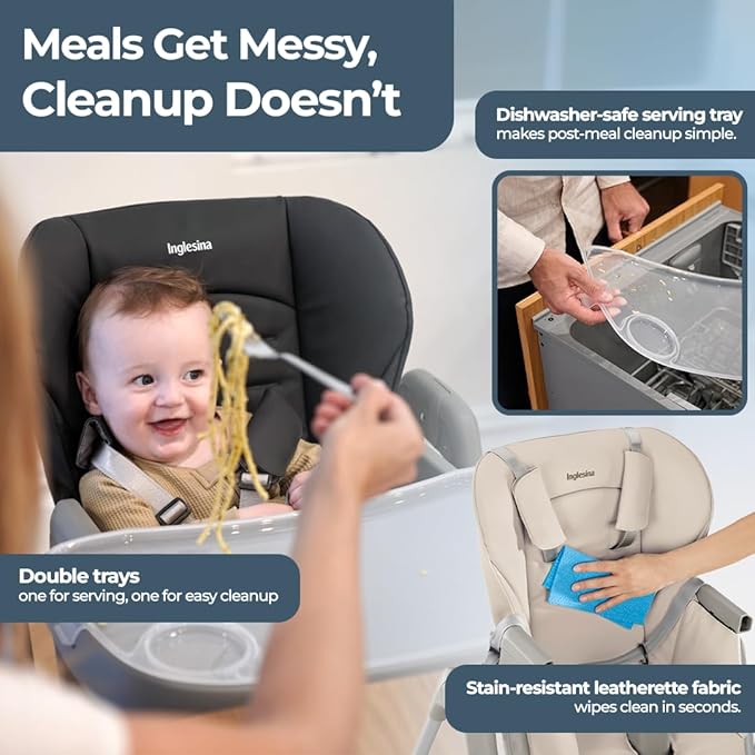 Inglesina My time Highchair, Mint - Adjustable High Chair for Babies & Toddlers, 4 Height & 3 Recline Settings, Collapsible, Tool-Free Assembly, BPA Free, Removable Tray for Easy Cleaning