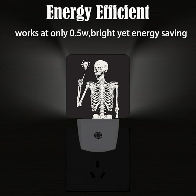 Halloween Skull Skeleton Night Light,Plug-in Nightlights Auto Sensor Night Lamp Dusk to Dawn Lamp Home Decor for Nursery Children Girls Boys