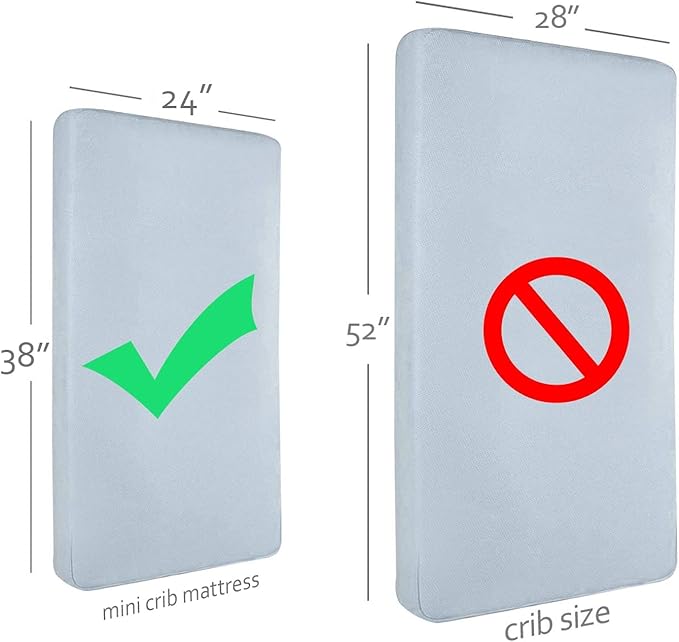 Waterproof Mini Crib Mattress Pad Sheets Fitted, Cotton Fabric Mini Crib Protector, Fits Dream On Me Folding Playard Mattress, Baby Playard Sheets Cover