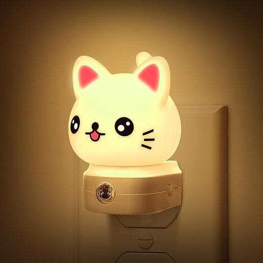 DORESshop Cat Night Lights Plug Into Wall, Cute Night Light for Kids, 8-Color RGB LED Night Light with Dusk to Dawn Sensor, Nightlight for Kids Room, Bathroom, Bedroom Décor, Children Gift