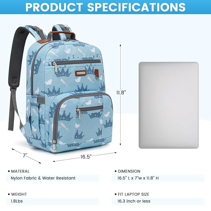 Diaper Bag Backpack, Large Baby Nappy Bags with Portable Changing Pad for Boys and GirlsMultifunction Travel Baby Bag for Moms Dads, Shower Gifts Waterproof and Stylish