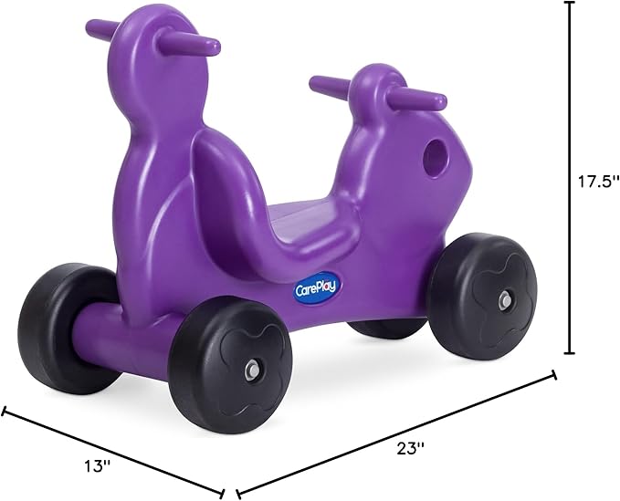 Careplay 2-in-1 Squirrel Push & Ride-on Toy, Indoor & Outdoor Use, Low Profile Seat, Recommended for Children up to 50lbs, Durable Construction, Made in The USA, Purple