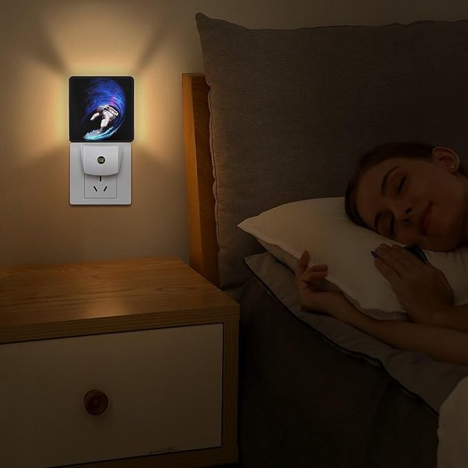 Space Astronaut Night Light, Plug into Wall Decor Nightlights for Bedroom, Bathroom, Hallway, Kitchen, with Dusk to Dawn Light Auto Sensors LED Night Lights for Boys Girls Women Men Room Gifts