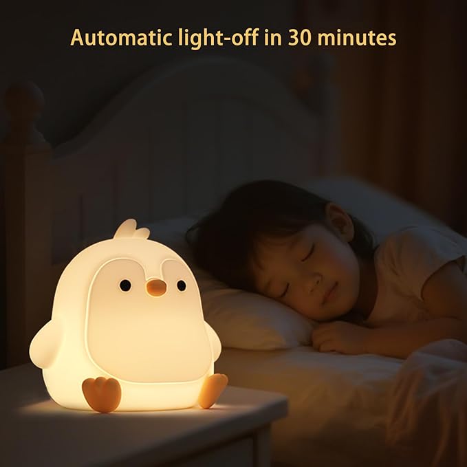 Cute Penguin Night Light, LED Squishy Night Lamp, 7 Colors Dimmable Timer Nursery Nightlight, Rechargeable Touch Lamp, Dorm Decor, Funny Gifts(Penguin)