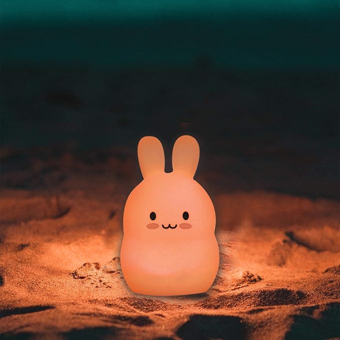 Night Light, Big Size Night Light for Kids, Bedside Lamp, Multicolor Light with Remote Control, Break Resistant, Eye Caring, Adjustable Brightness & Color, Timing Function - Large Rabbit