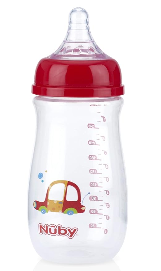 Nuby Tritan Wide Neck Non-Drip Bottles with Anti-Colic Air System: 9oz./ 270 Ml, 3 Pack, 3M+, Multi