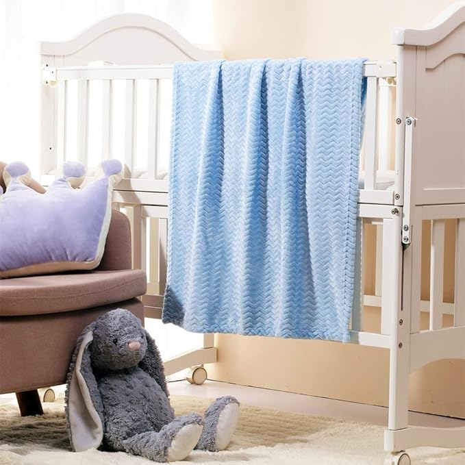 CREVENT 30''X40'' Soft Cozy Warm Baby Blankets for Boys Girls Solid Color - All Season Use - Newborn Essentials (Wave Blue)