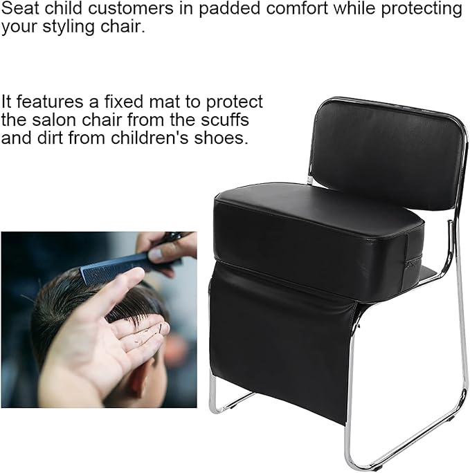 Salon Booster Seat Cushion for Hair Cutting, PU Barber Booster Salon Chair for Hair Stylist, Portable Barber Chairs Spa Equipment, Black, 19.3 x 6.1inch