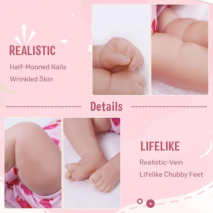 JIZHI Lifelike Reborn Baby Dolls - 20 Inch Soft Vinyl Full Body Realistic-Newborn Baby Doll Adorable Poseable Real Life Baby Dolls with Feeding Kit & Gift Box for Kids Age 3 +