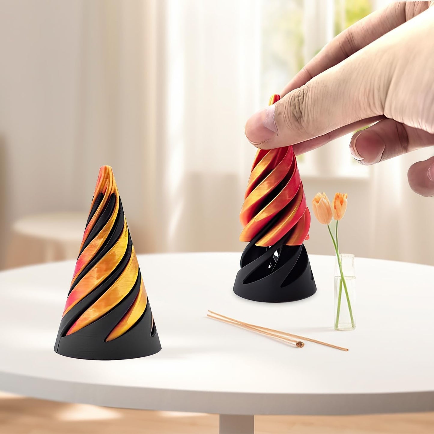 Impossible Cone Spiral Cone Fidget Toy Impossible Pyramid Crossing Sculpture Crossing Pyramid Fidget Toy Mini Vortex Illusion Cool 3D Printing Figurine