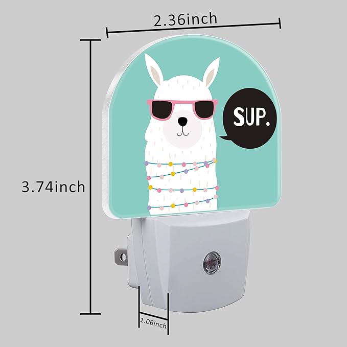 Night Light for Kids Girls Boys, Cute White Llama LED Night Light Plug into Wall with Dusk to Dawn Sensor for Room Decor, Hallway, Kitchen, Bathroom, Nursery, Stairs