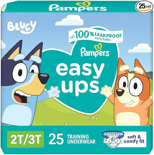 Pampers Training Pants - Easy Ups Boys & Girls Bluey - Size 2T-3T, 25 Count, Children's Potty Underwear (Packaging May Vary)