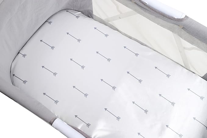 Bassinet Sheet Set 2 Pack Satin Ultra Soft Silk Fit for Rectangle, Hourglass, Oval Bassinet Mattress Protect for Baby Hair and Skin Cradle or Bassinet Sheets, Arrows & Stars