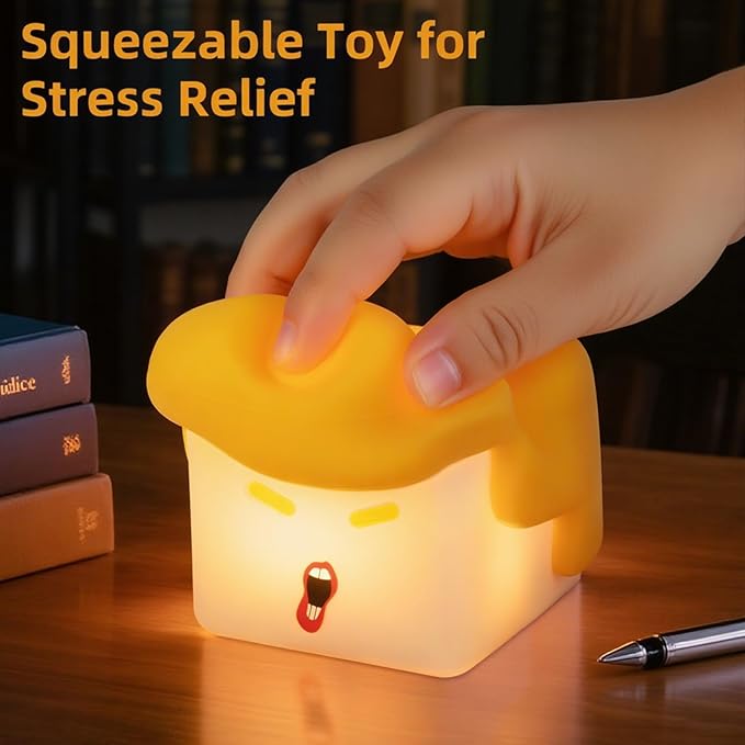 Tcamp Fun Night Light, Hilarious Silicone Squishy Lighted Tap Light, 3 Level Dimmable Table Lamp, Rechargeable Bedside Glowing Touch Lamp for Room Decor (USB Powered)