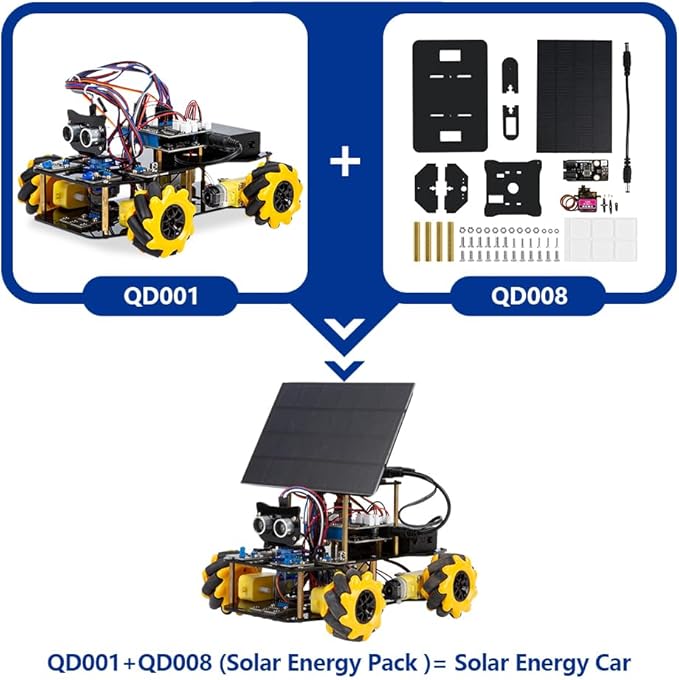 ACEBOTT Smart Robot Solar Energy Car Kit, 4WD Remote Control Car Compatible with Arduino IDE, Electronic Programming Project/STEM Education/Science Coding Kit for 12+ Teens Birthday Unique Gifts