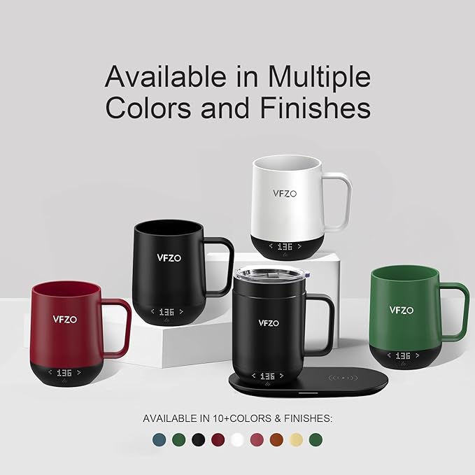 16Oz Temperature Control Smart Mug, Self Heating Coffee Mug LED Display, 180 Min Battery Life - Hot up to 149℉ Fast Wireless Charger Base Improved Design coffee serving sets mug(16oz, Coffee)