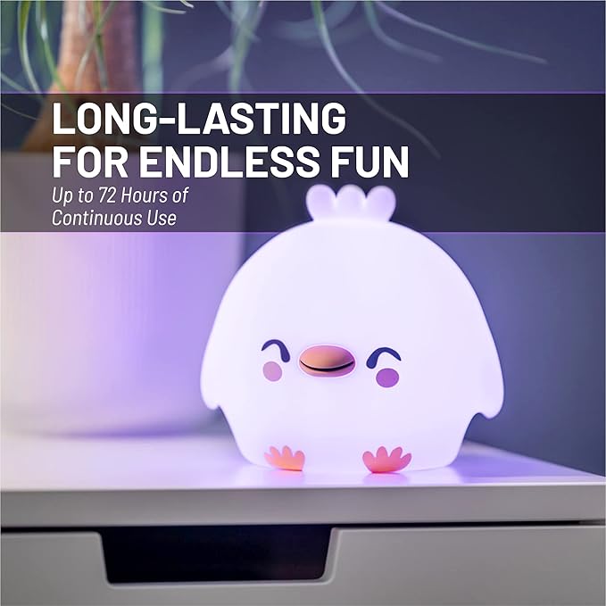 Lumipets Clara The Chick Squishy Silicone Night Light for Kids | Cute Night Light with Remote & Touch Control for Baby & Toddler Bedrooms | Color Changing Portable Animal Nightlight | Soft Mood Lamp