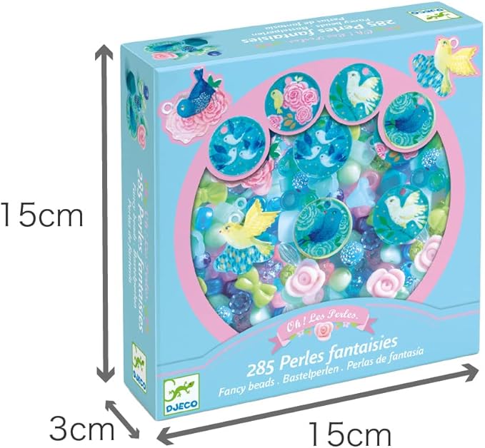 DJECO LGA Bird Beads - Create Your Own Necklace & Bracelets - Fun & Creative Activity for Family & Friends - Educational Arts & Craft Kit for Children 4+ Years Girls & Boys