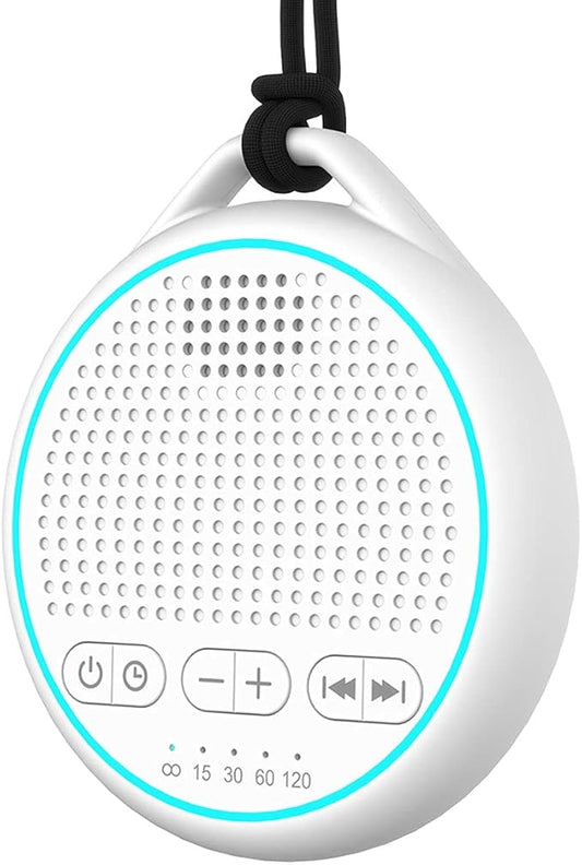 White Noise Sound Machine with 25 Soothing Natural Sounds Rechargeable Battery Portable for Travel 32 Volume Levels 5 Timers Compact Size for Baby Kids Adults Sleeping (White-Upgrade)