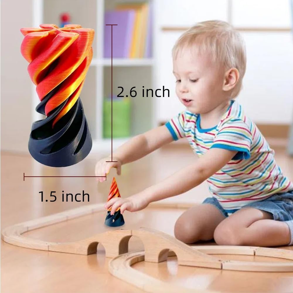 Impossible Pyramid Passthrough Sculpture, Pass Through Pyramid, 3D Printed Spiral Cone, Mini Vortex Thread Illusion (Gold)