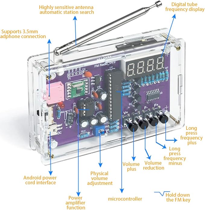 Gikfun FM Radio Kit Soldering Practice Kit DIY School Project FM 87-108MHz with 2 Power Supply Modes, Soldering Learning and Teaching for Beginners, Adults EK1989