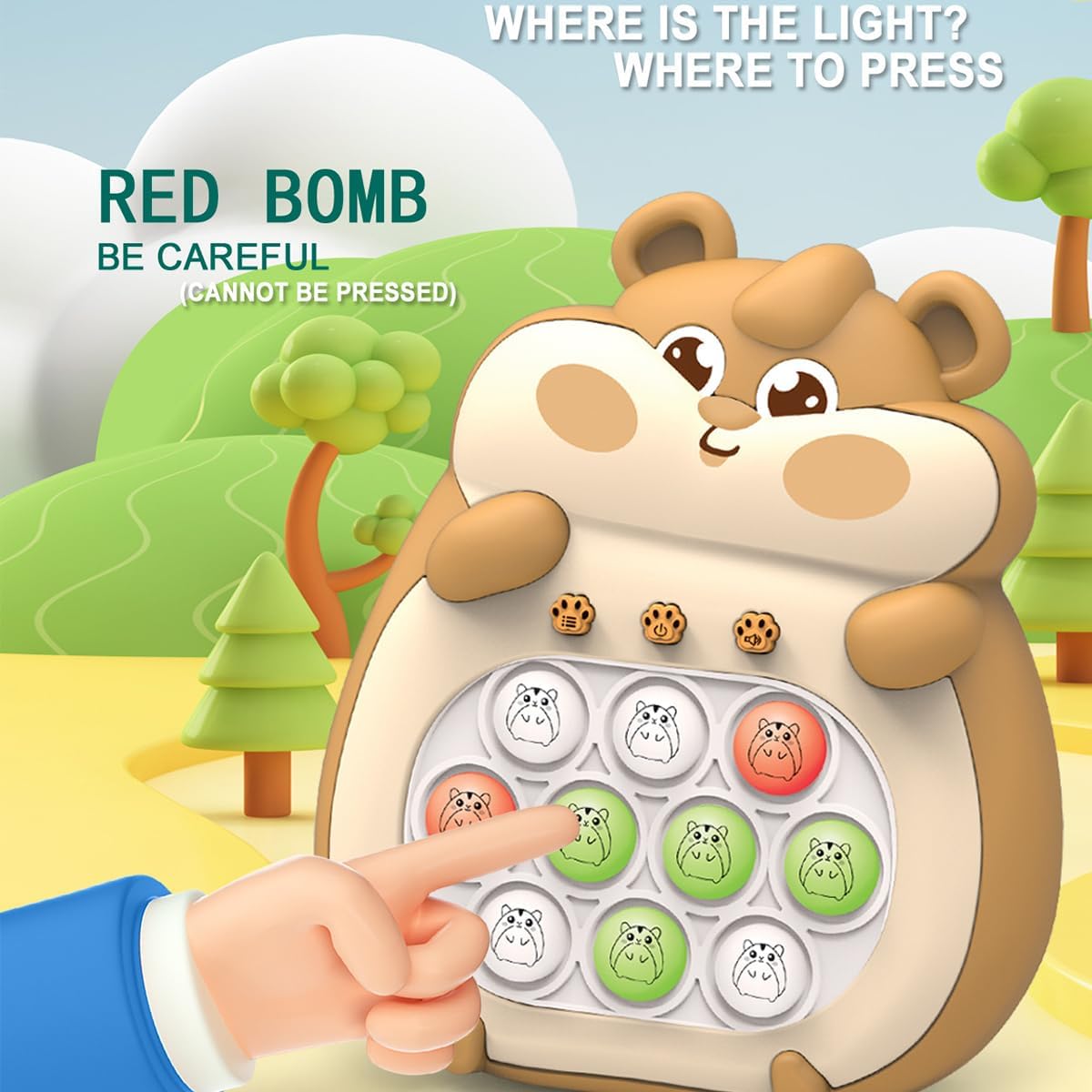 Puzzle Pop Light Up Game Fidget Travel Games /Upgrade Travel Sensory Fidget Toys Popular Handheld Games for Teenagers Anti Anxiety Autism Relief Birthday Party Gift (Brown Hamster)