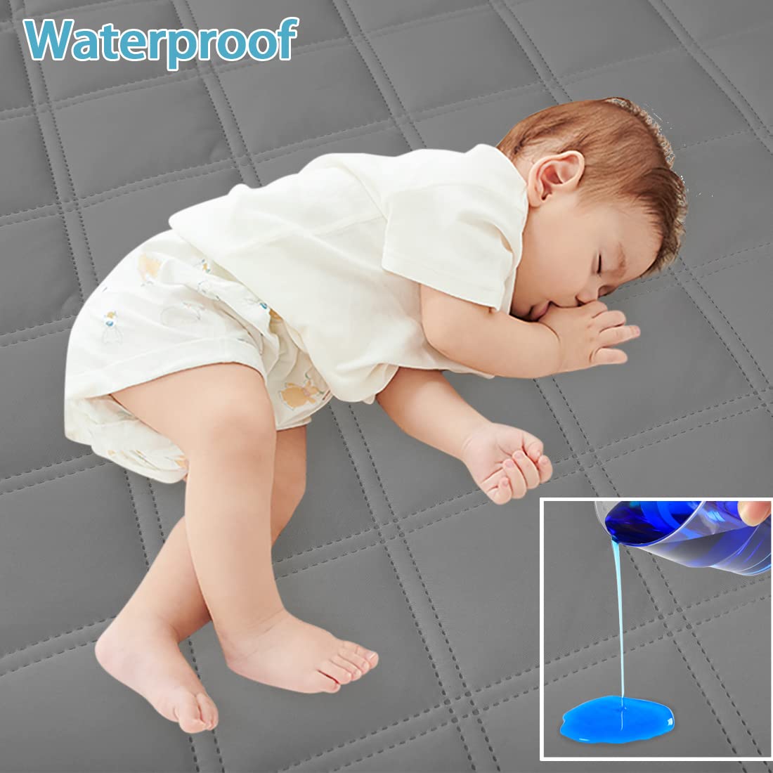 Yoofoss Waterproof Crib Mattress Protector, Quilted Fitted Crib Mattress Pad, Ultra Soft Breathable Toddler Mattress Protector Baby Crib Mattress Cover Breathable and Hypoallergenic (28''x52'')