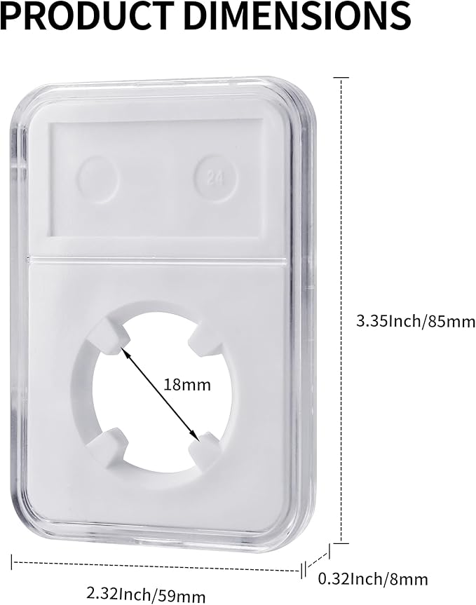 10-Pack 18mm Coin Slab Display Holder, Clear Acrylic Storage Case for Seated Liberty, Barber, Winged Liberty (Mercury), Roosevelt Dimes and Other 18mm Coins, Four-Point Fixation Coin Collection Box