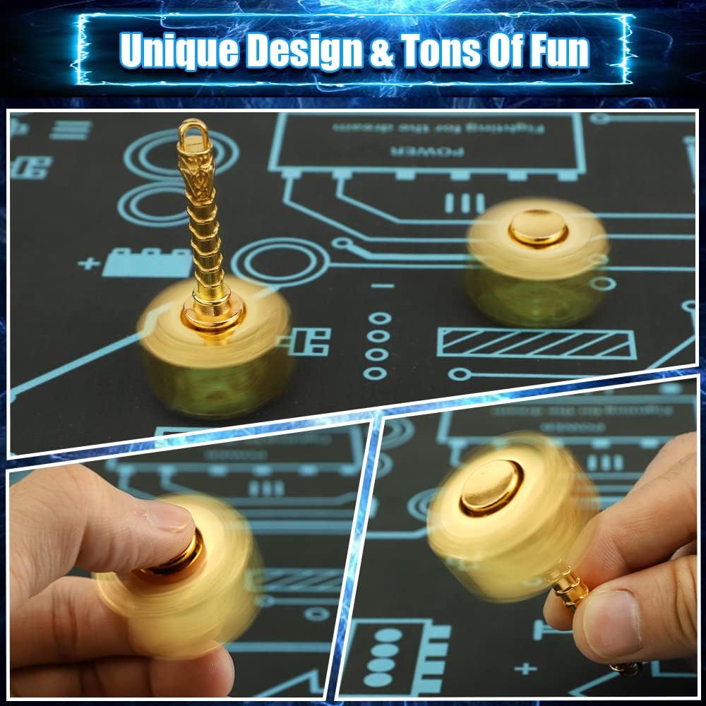 Transformable Fidget Spinner, Metal Hand Hammer Fidgit Chain Toy for Kids Adults, Cool Shield Fingertip Gyro Stress Relief Cube for Office, Stocking Stuffer Gifts for Christmas 2 Pack