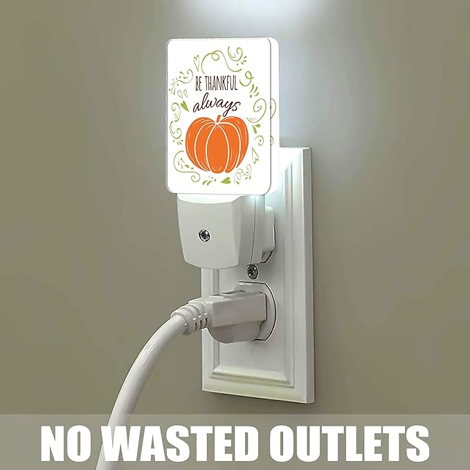 Thanksgiving Pumpkin Dusk to Dawn Night Light, Auto Sensor Lamp Home Indoor Stairway Kitchen Corridor, Night Lights Plug into Wall Decor, Boys Girls Women Men Room Gifts