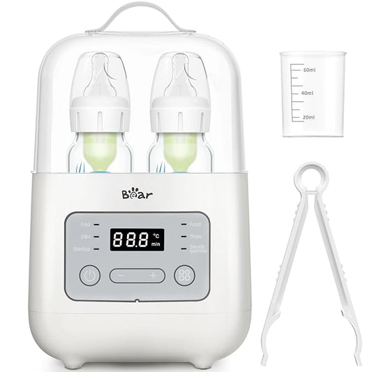Bear Bottle Warmer, Baby Double Bottles Heater Breastmilk Food Warmer for New Born Twins, with Temp Control 24H Water Bath Warming, Fast Heating Steaming Thaw Multifunctional