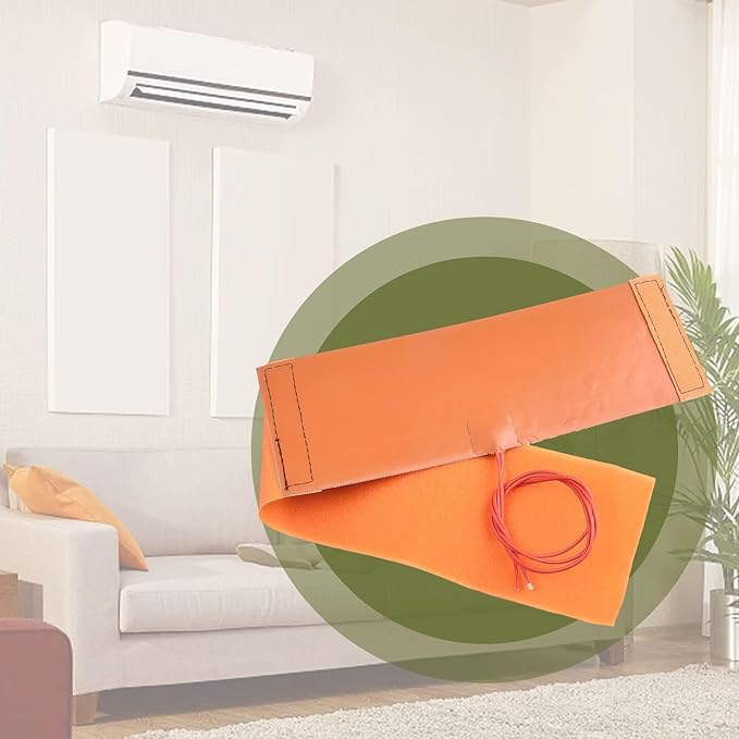 12V 240W Flexible Silicone Heating Mat Pad Element Bottle Heater Orange 10x30cm with 50cm Cable for Cars Trucks