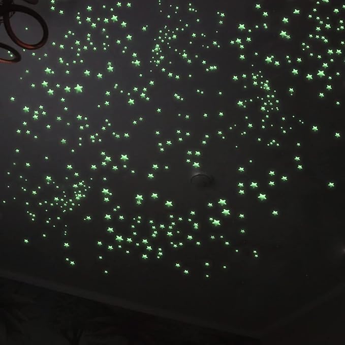 Glow in The Dark Stars Decals Decor 633 Pcs Luminous Dot Stars, 3D Starry Stars Glow in The Dark Stickers for Ceiling or Wall and Kids Bedroom Décor