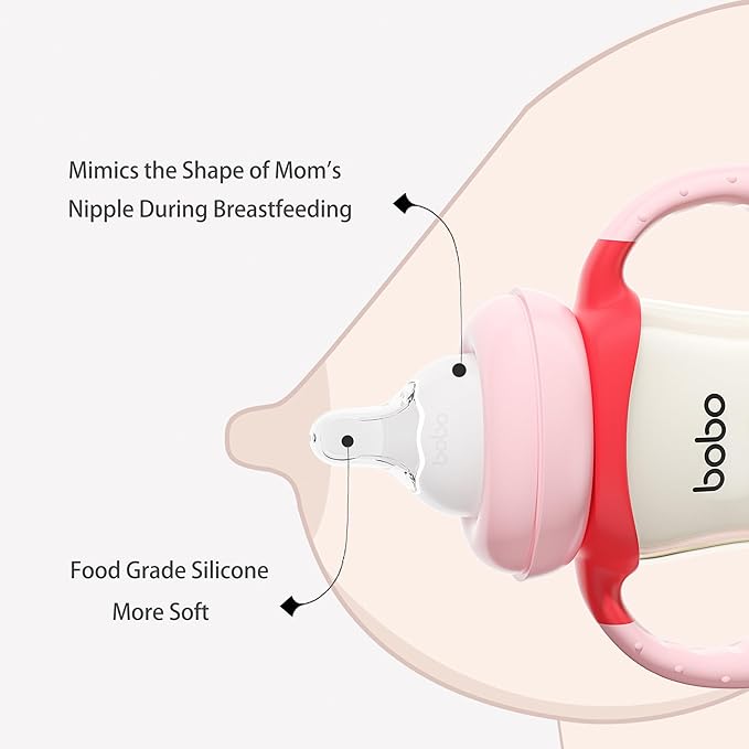 YOHKOH Natural PPSU Baby Bottle with Natural Response Nipple, Newborn Anti-Colic Baby Bottles with Handle, Wide Neck Mushroom Cap Baby Bottle (8.8oz (Pack of 4), Multicolour)