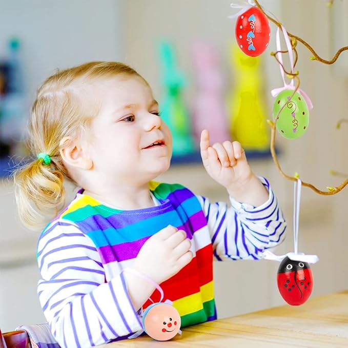 SallyFashion 6 PCS Wooden Shaker Eggs for Toddlers, Egg Maracas Percussion Shakers Musical Instruments for Party Favors Goodie Bag Stuffers Classroom Prizes