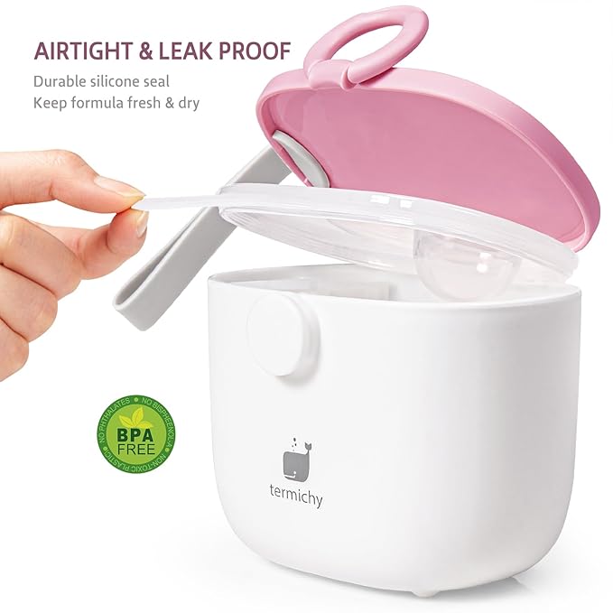 Termichy Baby Formula Dispenser, Portable Milk Powder Dispenser Container with Carry Handle and Scoop for Travel Outdoor Activities with Baby Infant, 8.8OZ, 0.55LB, 250g,500ml (Baby Pink)