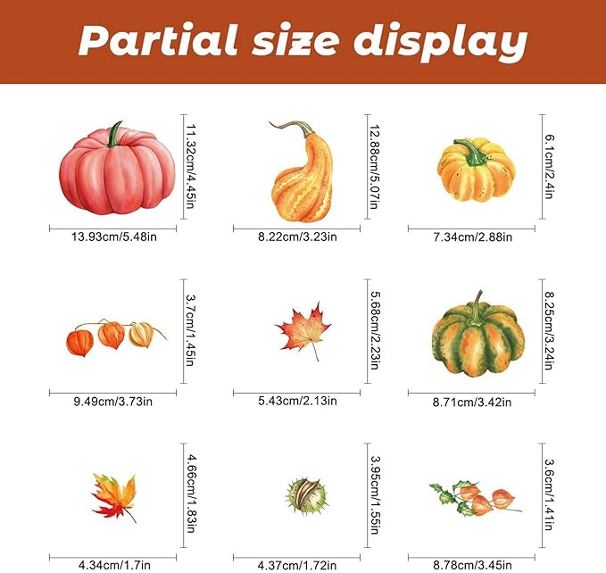 6 Sheets Fall Pumpkin Window Clings Colorful Autumn Pumpkins Leaves Pinecone Designs Double-Sided Fall Leaves Window Clings for Thanksgiving Home School Party Decor Accessories