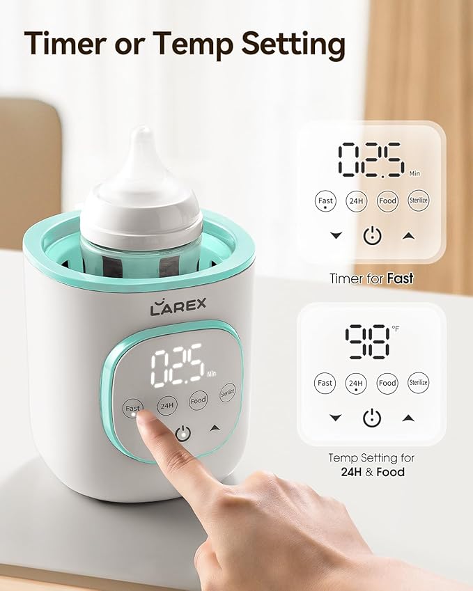 LAREX Bottle Warmer, Fast Baby Bottle Warmer for Breastmilk and Formula, with Timer and Accurate Temp Control, 8-in-1 Baby Milk Warmer BPA Free with Digital Display, Bottle Warmers for All Bottles