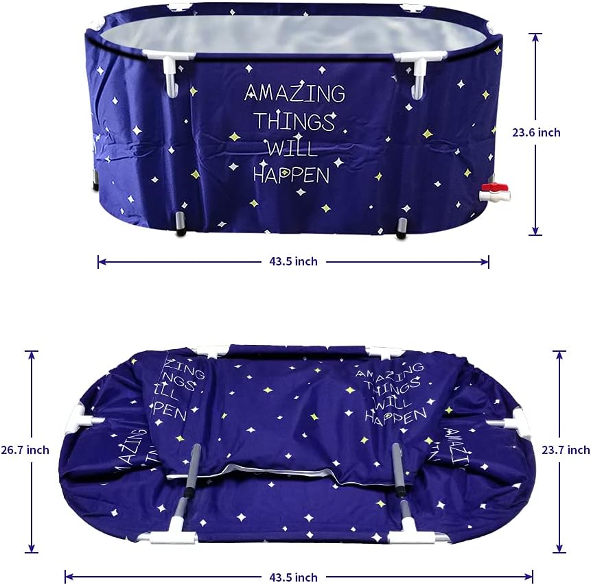 BESTHLS Portable Bathtub for Adult, Foldable Bathtub Portable Soaking Bath Tub,Eco-Friendly Bathing Tub for Shower Stall (Large Blue Sky)