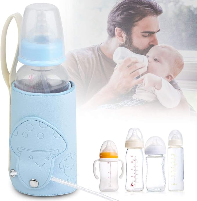 Portable Milk Warmer,Baby Bottle Warmer, USB Baby Bottle Warmer Portable Milk Travel Storage Insulation Thermostat(Blue), Baby Bottle Warmer for breastmilk car Baby Bottle Warmer Infant Feeding