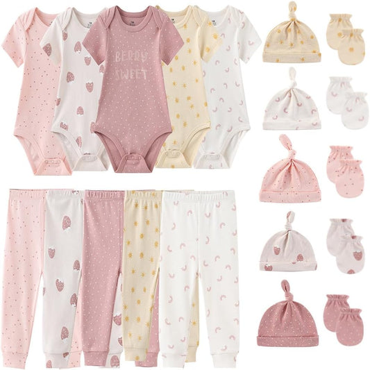 Kiddiezoom Unisex Baby Layette Essentials Giftset Clothing Set 19-Piece For Newborn Baby