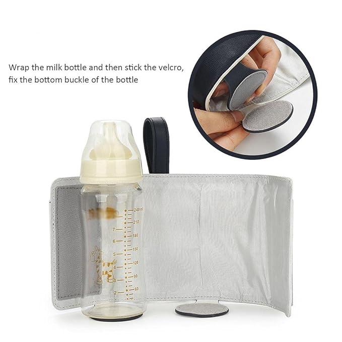GOTOTOP Bottle Warmer Bag Portable Baby Bottle Warmer Leather Three Gears Adjustable Heated Bottle Bag Car Portable Thermostat Heating Cup Cover (c)
