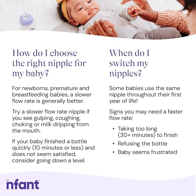 nfant | Standard Flow Nipple, White (9ml/min), 4-Pack